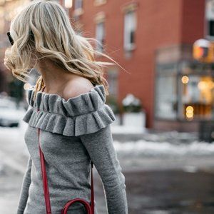 NEW Endless rose grey Off the shoulder sweater